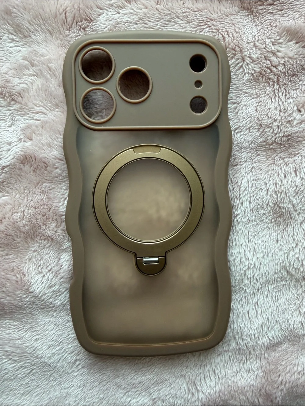 Brown Magnetic Ring Silicone Phone Case in Taupe – with Built-In Stand